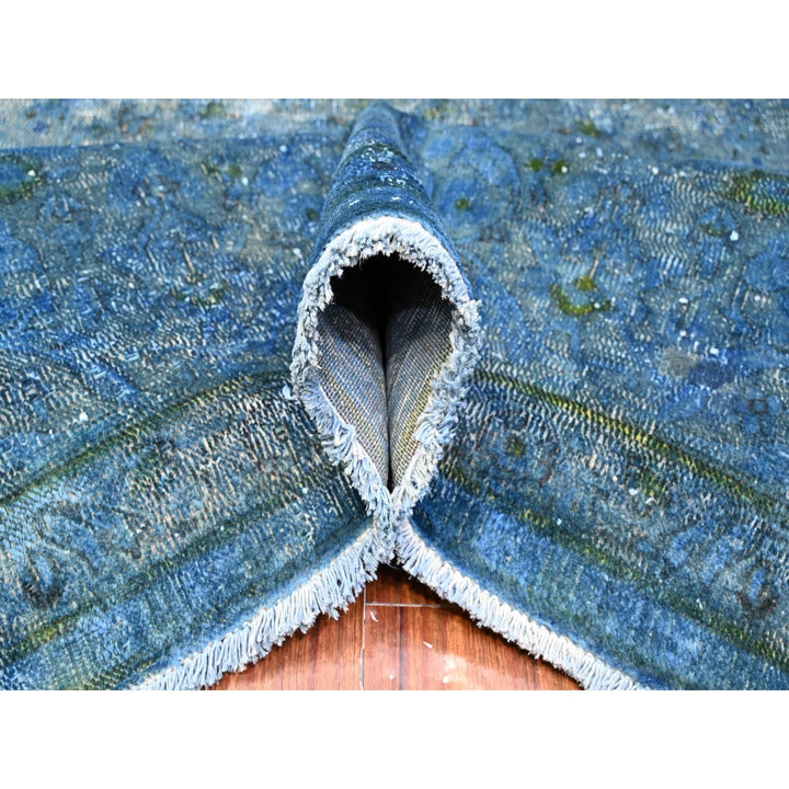 7'2" x 12'5" Vintage Hand Knotted Blue Wool Rectangle Oriental Rug - MOA10289725