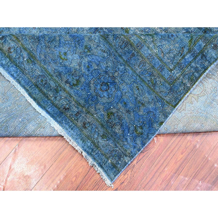 7'2" x 12'5" Vintage Hand Knotted Blue Wool Rectangle Oriental Rug - MOA10289725