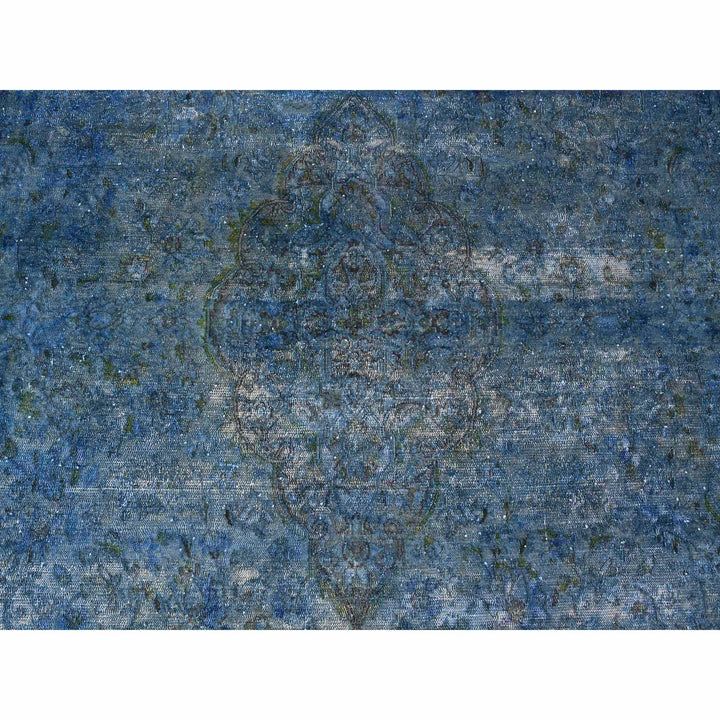 7'2" x 12'5" Vintage Hand Knotted Blue Wool Rectangle Oriental Rug - MOA10289725