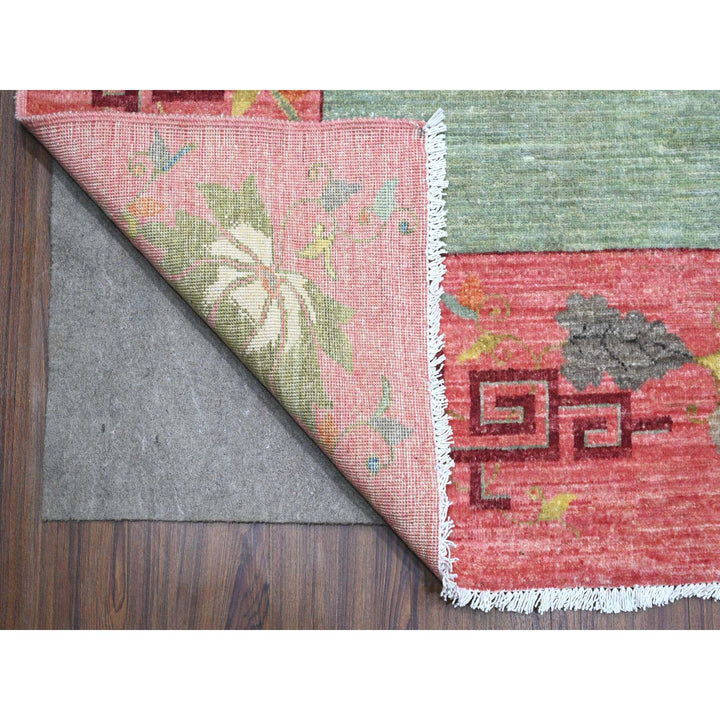 9'0" x 11'9" New Hand Knotted Green Wool Rectangle Oriental Rug - MOA10289735