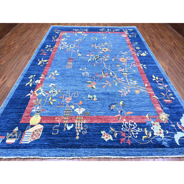 8'10" x 11'8" New Hand Knotted Blue Cotton Rectangle Oriental Rug - MOA10289736