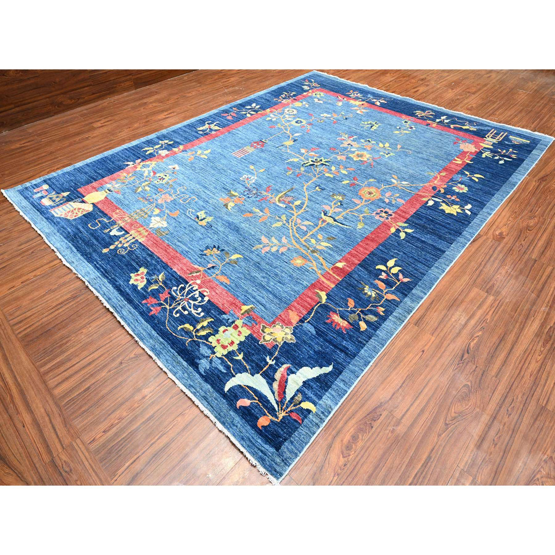 8'10" x 11'8" New Hand Knotted Blue Cotton Rectangle Oriental Rug - MOA10289736