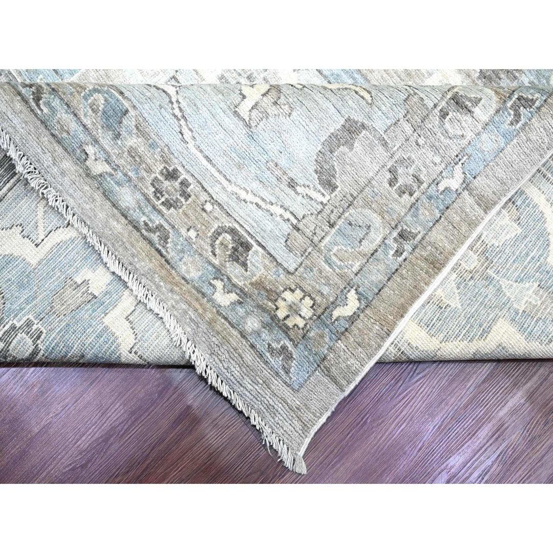 14'2" x 18'10" New Hand Knotted Grey Wool Rectangle Oriental Rug - MOA10289737