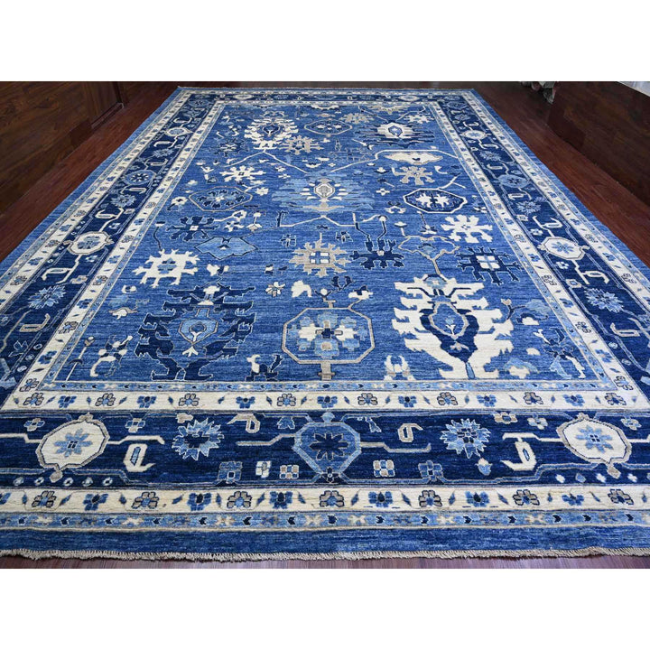 13'5" x 18'10" New Hand Knotted Blue Wool Rectangle Oriental Rug - MOA10289738