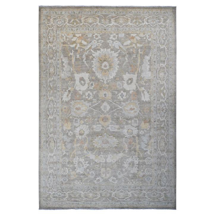 13'10" x 17'1" New Hand Knotted Grey Wool Rectangle Oriental Rug - MOA10289741