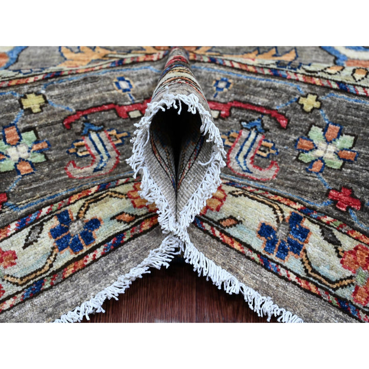 8'9" x 11'11" New Hand Knotted Grey Wool Rectangle Oriental Rug - MOA10289746