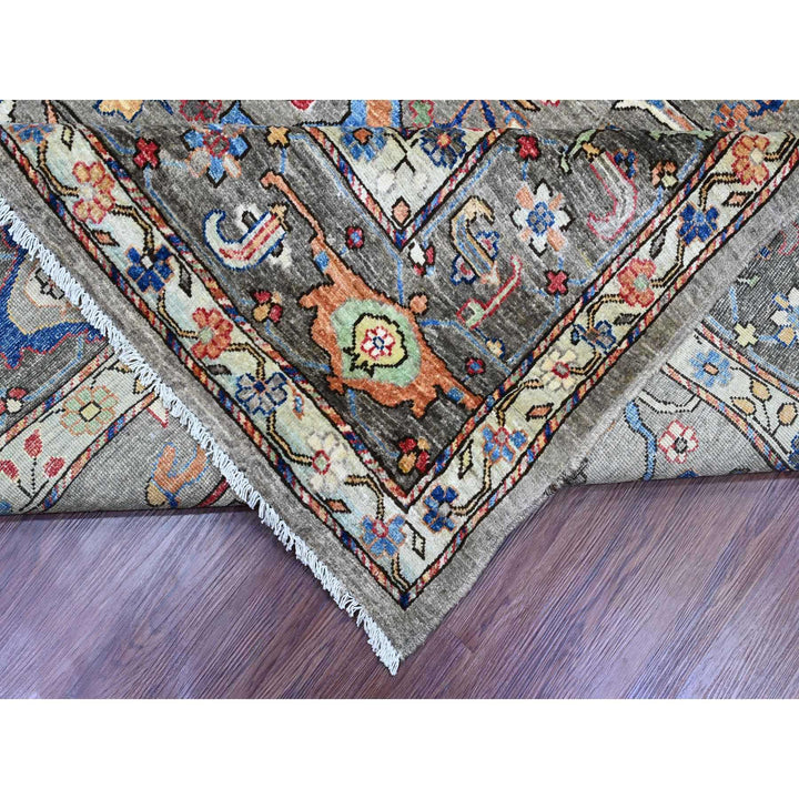 8'9" x 11'11" New Hand Knotted Grey Wool Rectangle Oriental Rug - MOA10289746