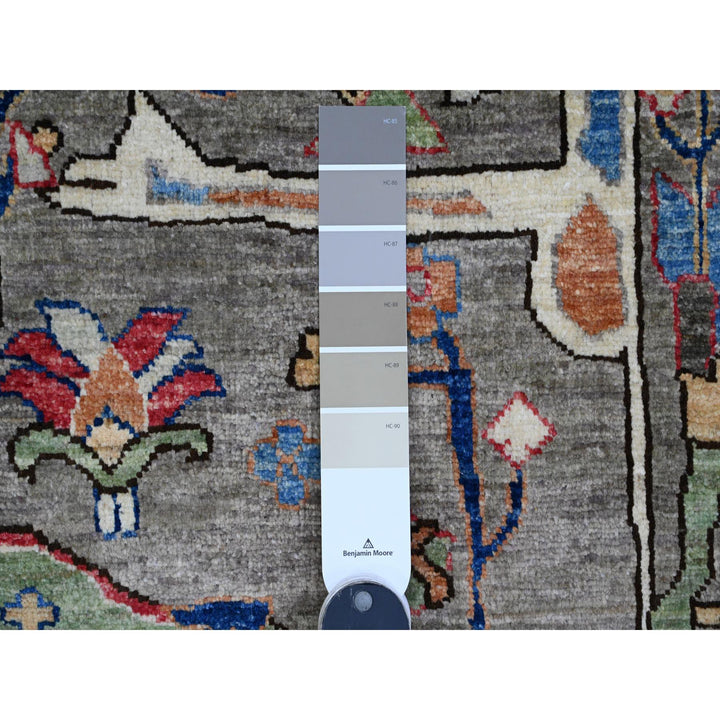 8'9" x 11'11" New Hand Knotted Grey Wool Rectangle Oriental Rug - MOA10289746