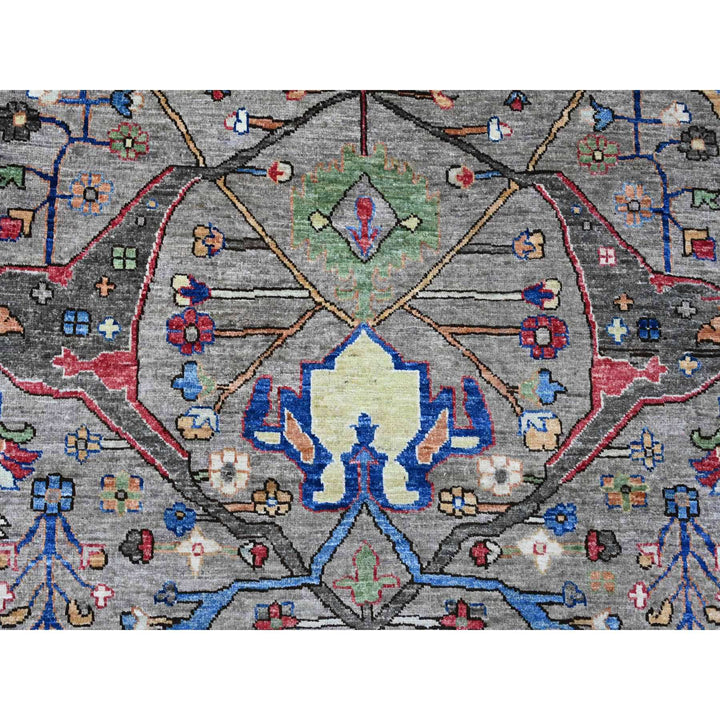 8'9" x 11'11" New Hand Knotted Grey Wool Rectangle Oriental Rug - MOA10289746