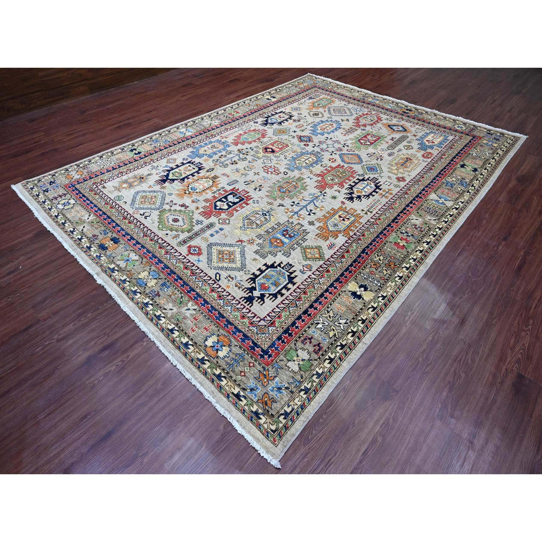 8'9" x 11'10" New Hand Knotted Grey Wool Rectangle Oriental Rug - MOA10289747
