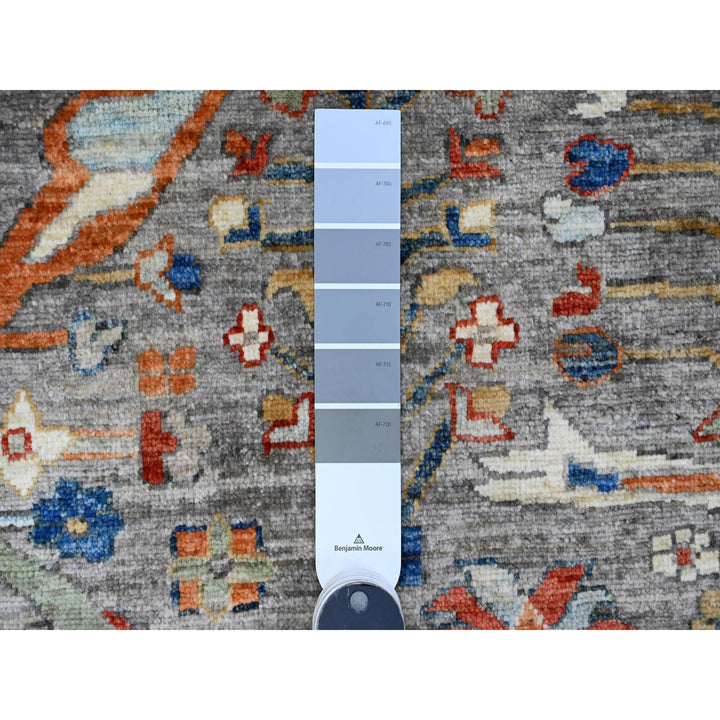 9'0" x 11'11" New Hand Knotted Grey Wool Rectangle Oriental Rug - MOA10289749