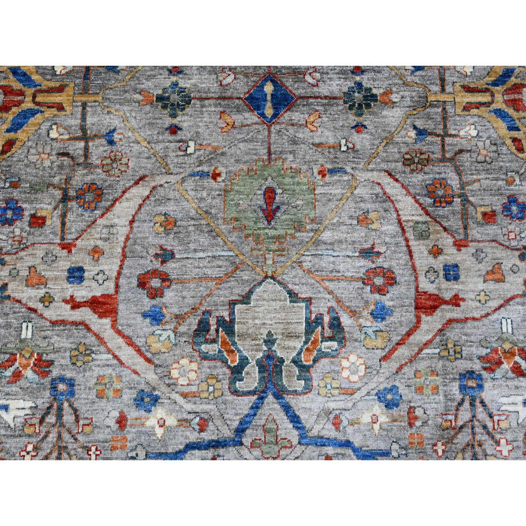 9'0" x 11'11" New Hand Knotted Grey Wool Rectangle Oriental Rug - MOA10289749