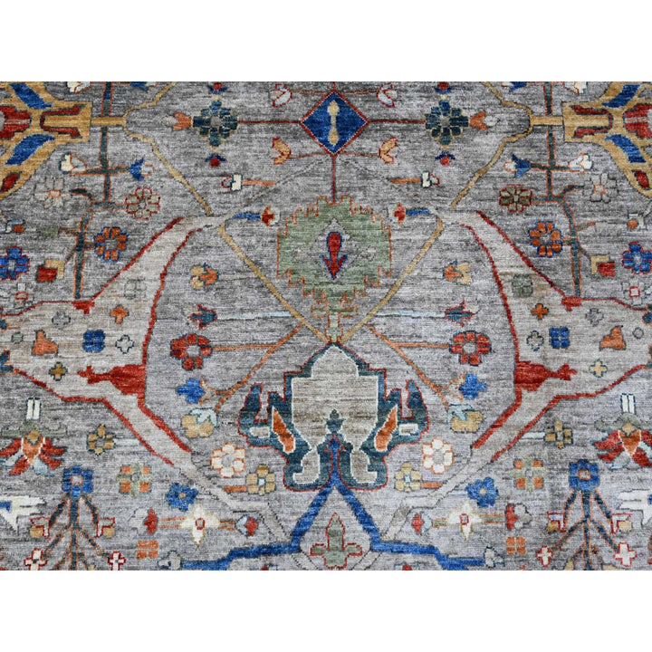 9'0" x 11'11" New Hand Knotted Grey Wool Rectangle Oriental Rug - MOA10289749