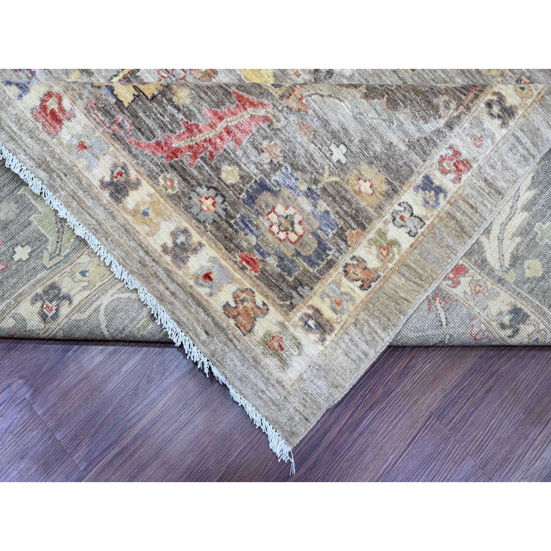 9'0" x 11'9" New Hand Knotted Grey Wool Rectangle Oriental Rug - MOA10289750