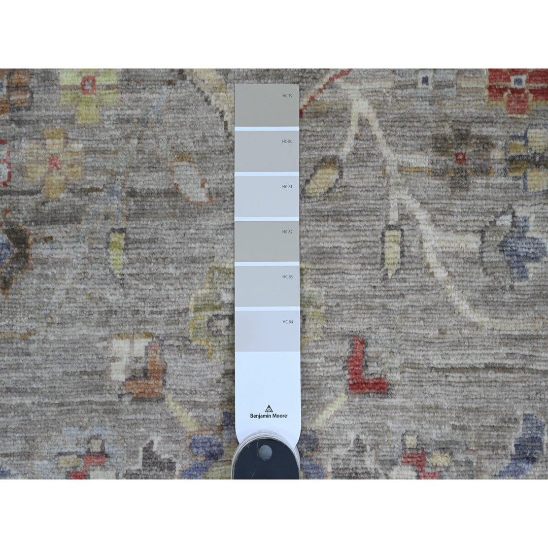 9'0" x 11'9" New Hand Knotted Grey Wool Rectangle Oriental Rug - MOA10289750