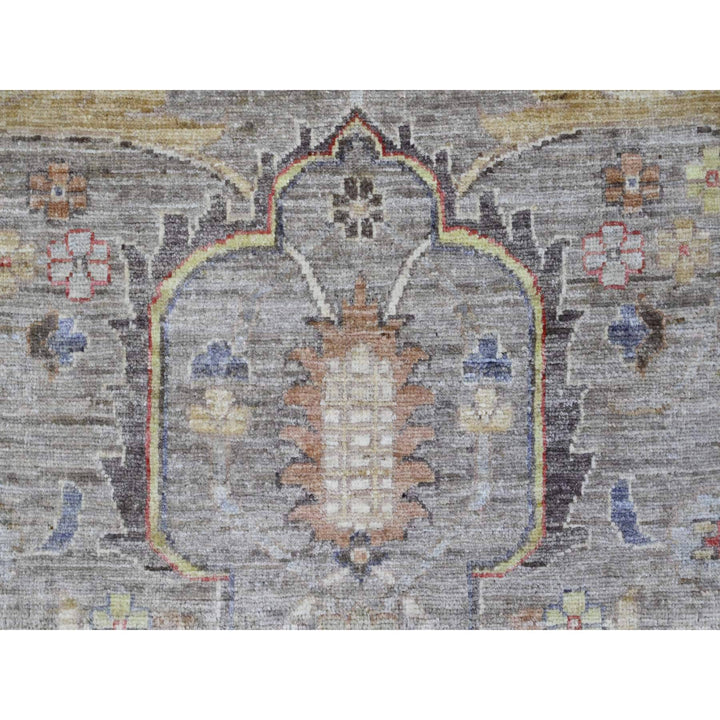 9'0" x 11'9" New Hand Knotted Grey Wool Rectangle Oriental Rug - MOA10289750
