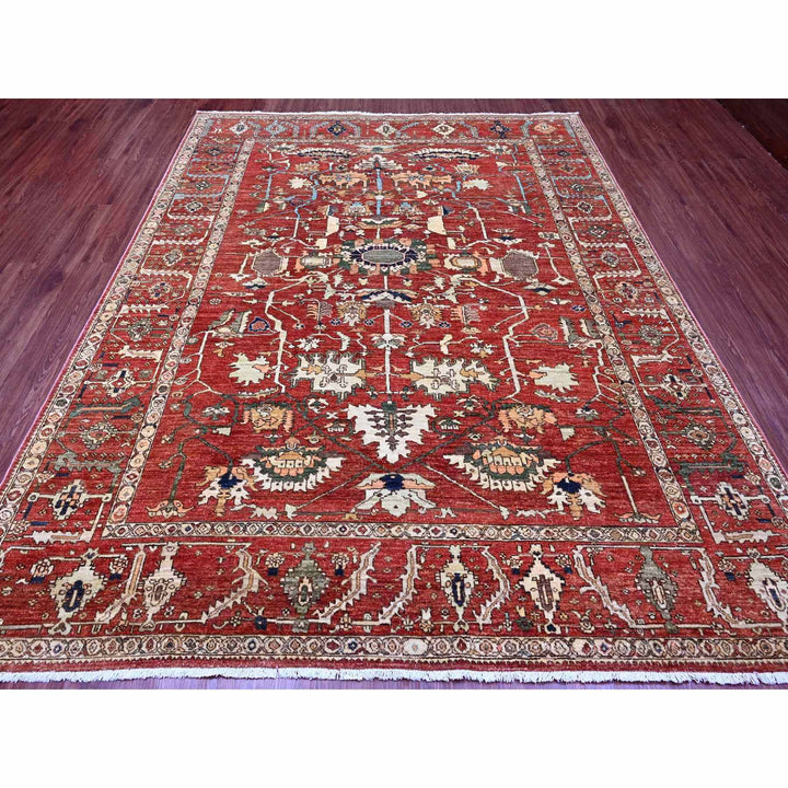 8'0" x 9'10" New Hand Knotted Red Wool Rectangle Oriental Rug - MOA10289751