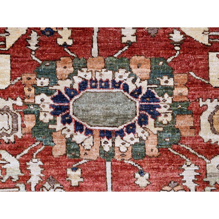 8'0" x 9'10" New Hand Knotted Red Wool Rectangle Oriental Rug - MOA10289751