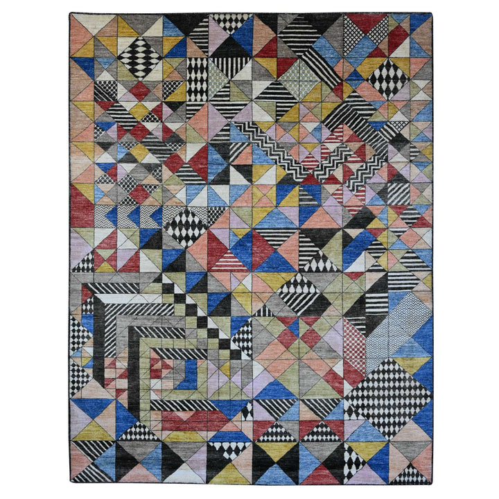 8'10" x 11'9" New Hand Knotted Multicolored Wool Rectangle Oriental Rug - MOA10289771