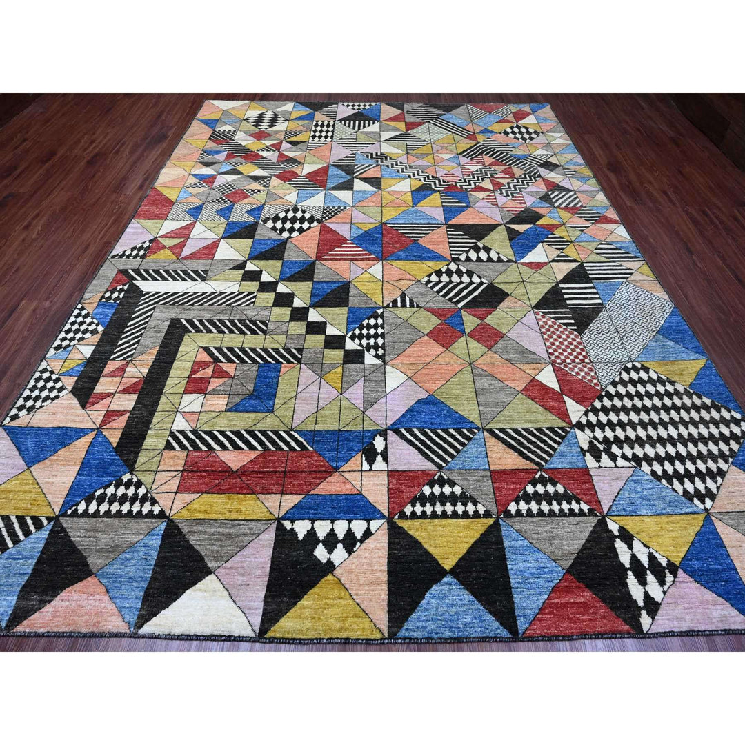 8'10" x 11'9" New Hand Knotted Multicolored Wool Rectangle Oriental Rug - MOA10289771