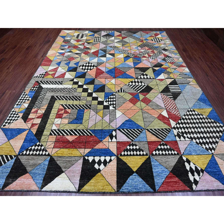 8'10" x 11'9" New Hand Knotted Multicolored Wool Rectangle Oriental Rug - MOA10289771