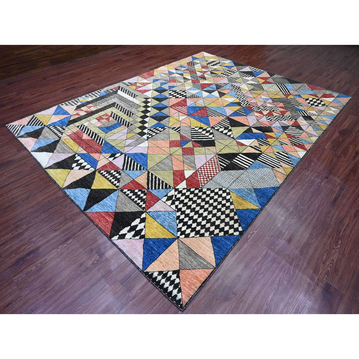 8'10" x 11'9" New Hand Knotted Multicolored Wool Rectangle Oriental Rug - MOA10289771