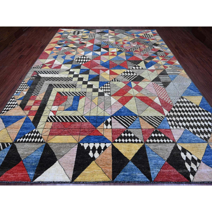 10'0" x 13'6" New Hand Knotted Multicolored Wool Rectangle Oriental Rug - MOA10289772