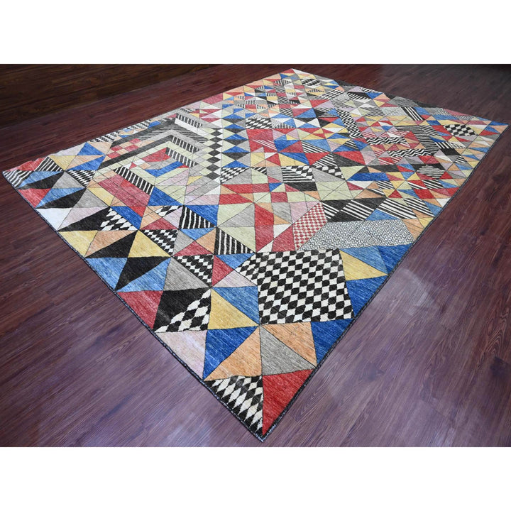 10'0" x 13'6" New Hand Knotted Multicolored Wool Rectangle Oriental Rug - MOA10289772