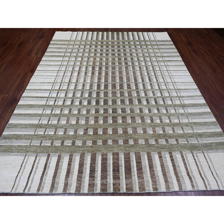 8'0" x 9'9" New Hand Knotted Brown Wool Rectangle Oriental Rug - MOA10289773