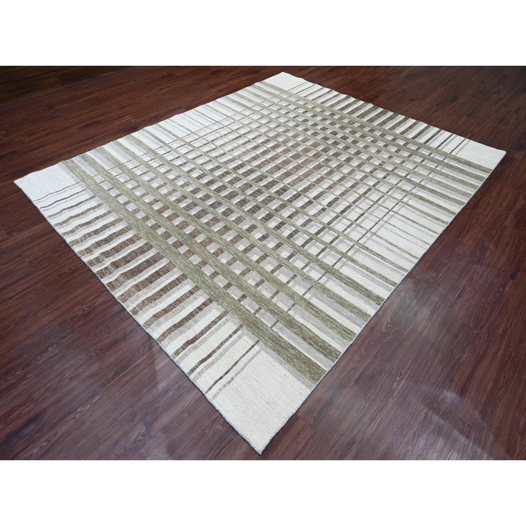 8'0" x 9'9" New Hand Knotted Brown Wool Rectangle Oriental Rug - MOA10289773