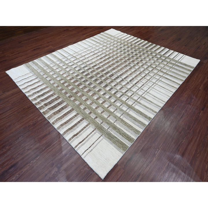 8'0" x 9'9" New Hand Knotted Brown Wool Rectangle Oriental Rug - MOA10289773