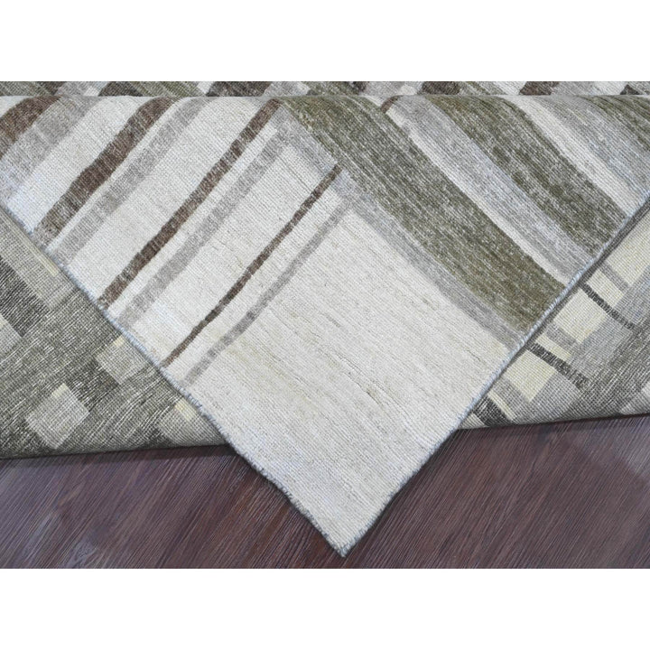 8'0" x 9'9" New Hand Knotted Brown Wool Rectangle Oriental Rug - MOA10289773