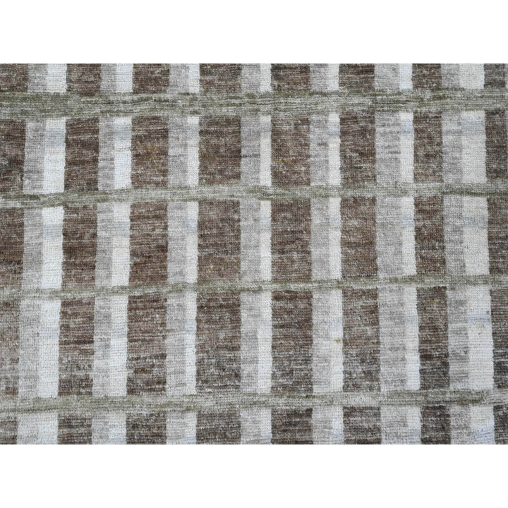 8'0" x 9'9" New Hand Knotted Brown Wool Rectangle Oriental Rug - MOA10289773