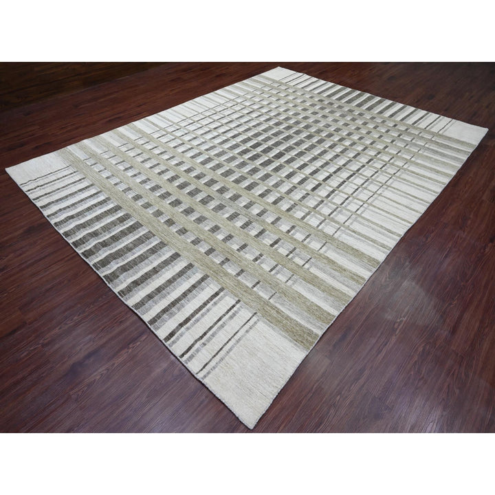 8'8" x 11'8" New Hand Knotted Brown Wool Rectangle Oriental Rug - MOA10289774