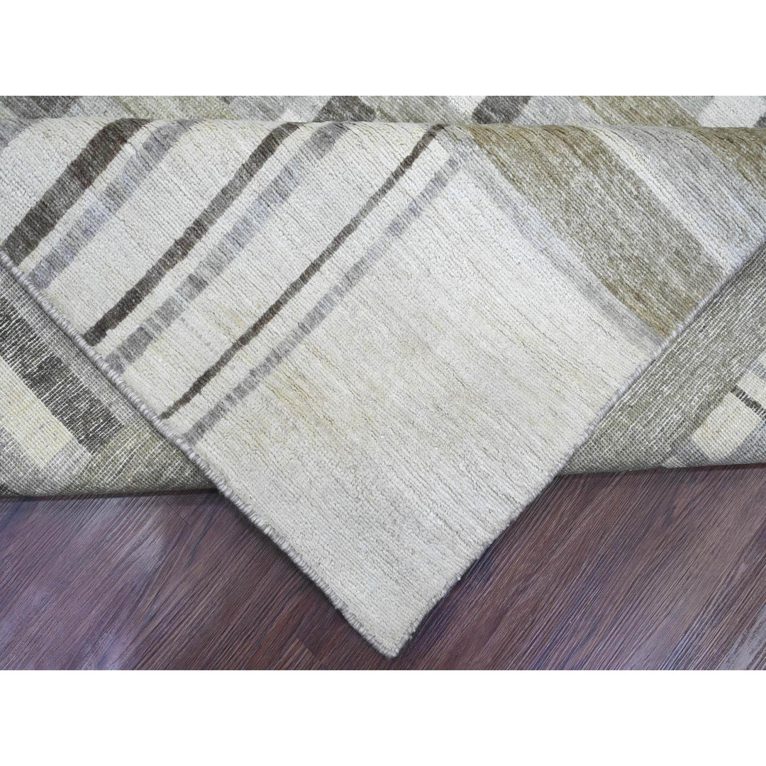 8'8" x 11'8" New Hand Knotted Brown Wool Rectangle Oriental Rug - MOA10289774