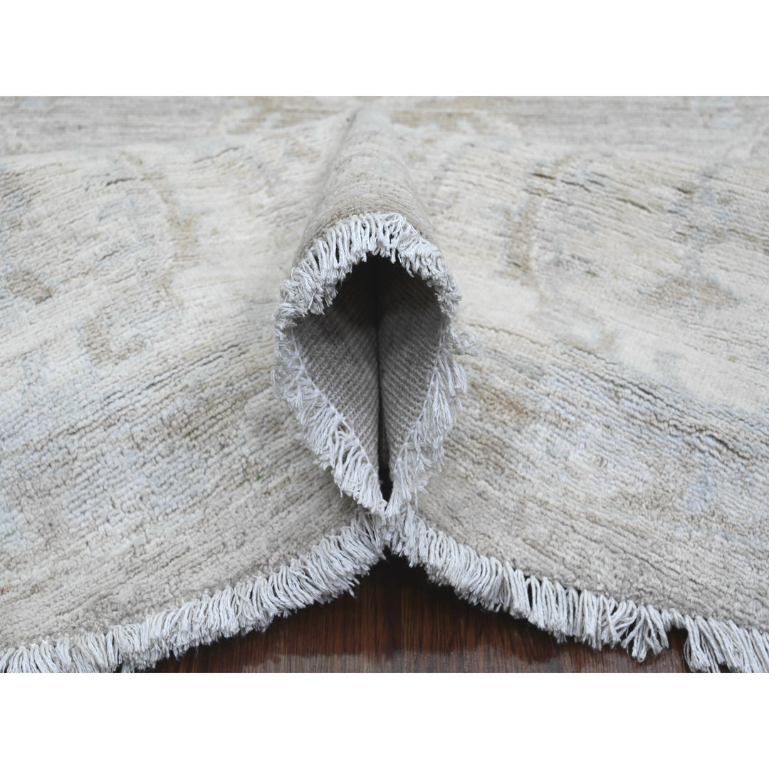 7'8" x 7'11" New Hand Knotted Grey Wool Round Oriental Rug - MOA10289795