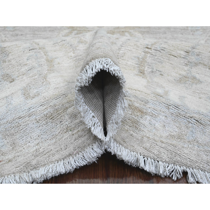 7'8" x 7'11" New Hand Knotted Grey Wool Round Oriental Rug - MOA10289795