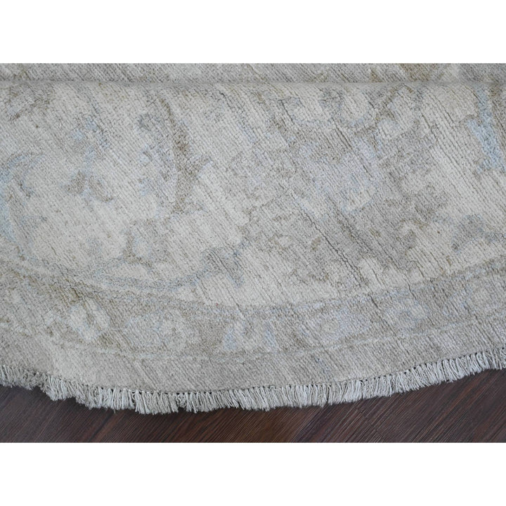 7'8" x 7'11" New Hand Knotted Grey Wool Round Oriental Rug - MOA10289795