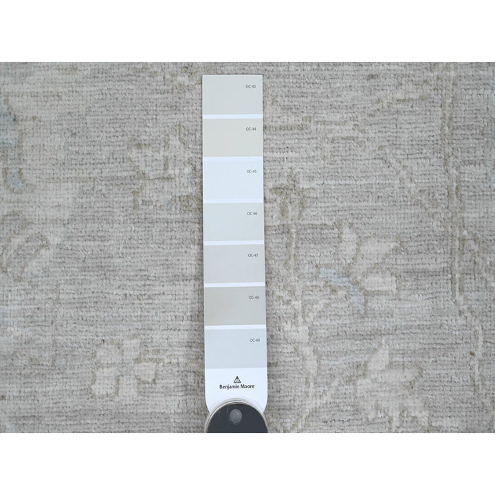 7'8" x 7'11" New Hand Knotted Grey Wool Round Oriental Rug - MOA10289795