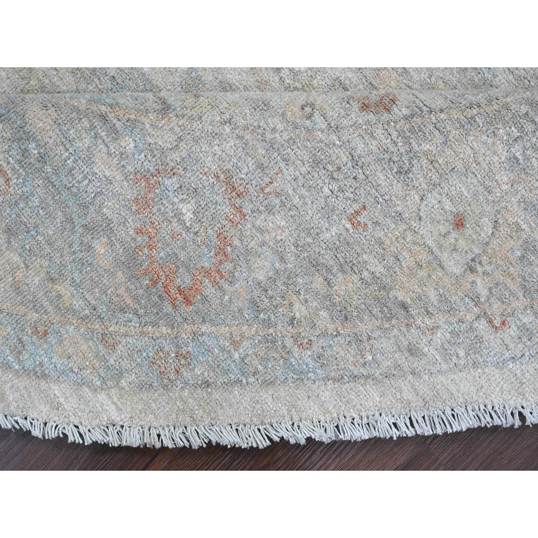 7'7" x 7'9" New Hand Knotted Ivory Wool Round Oriental Rug - MOA10289796