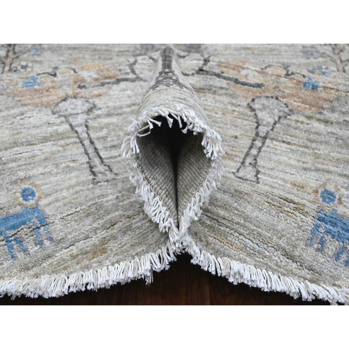 7'11" x 8'0" New Hand Knotted Grey Wool Round Oriental Rug - MOA10289797