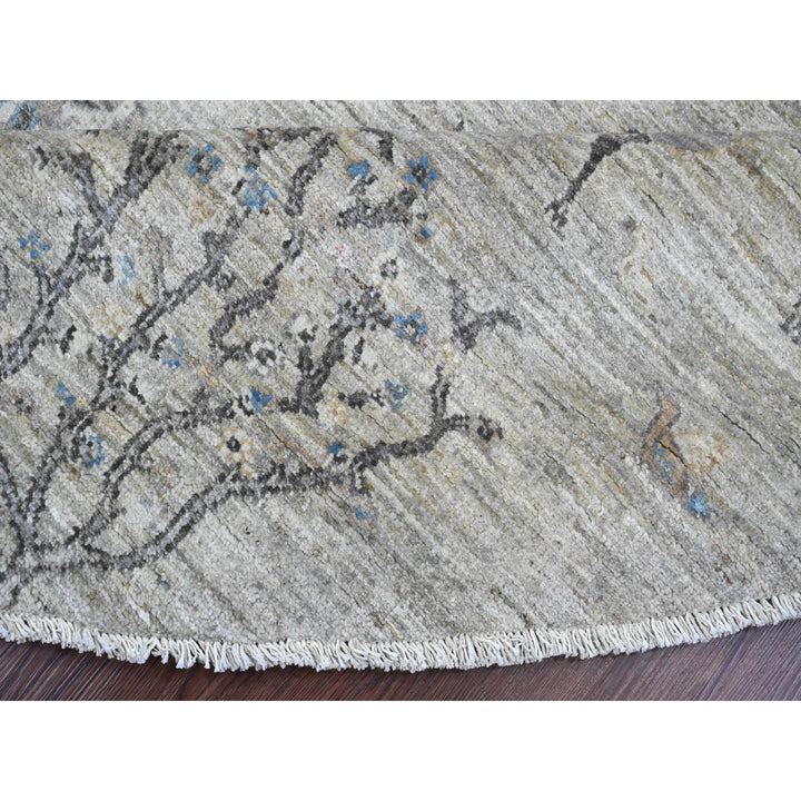 7'11" x 8'0" New Hand Knotted Grey Wool Round Oriental Rug - MOA10289797