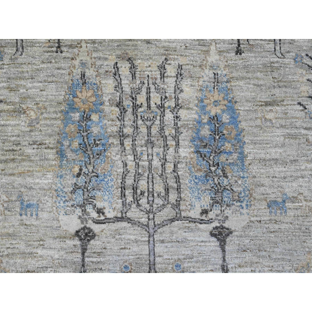 7'11" x 8'0" New Hand Knotted Grey Wool Round Oriental Rug - MOA10289797