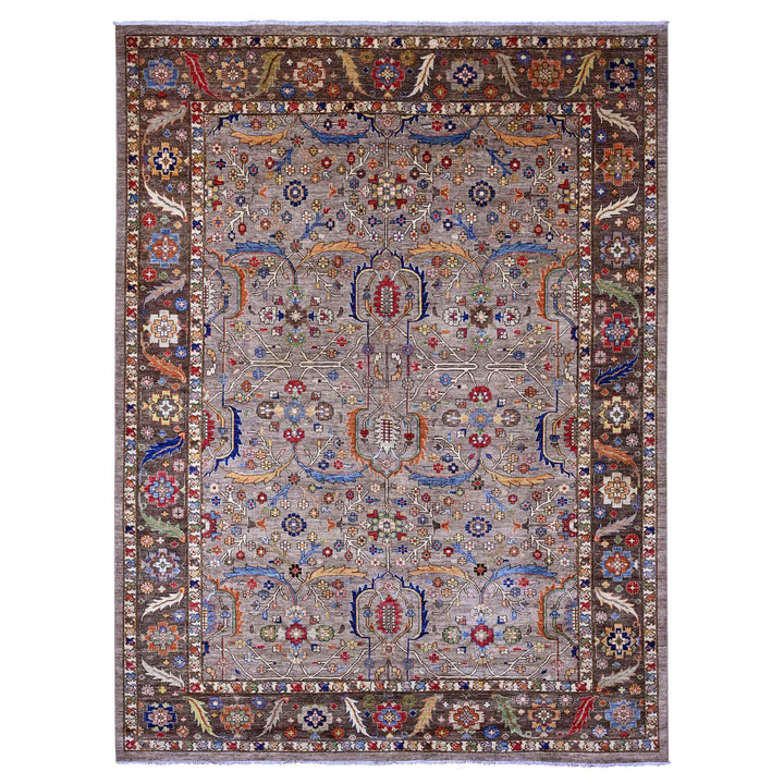 10'0" x 13'4" New Hand Knotted Grey Wool Rectangle Oriental Rug - MOA10289798