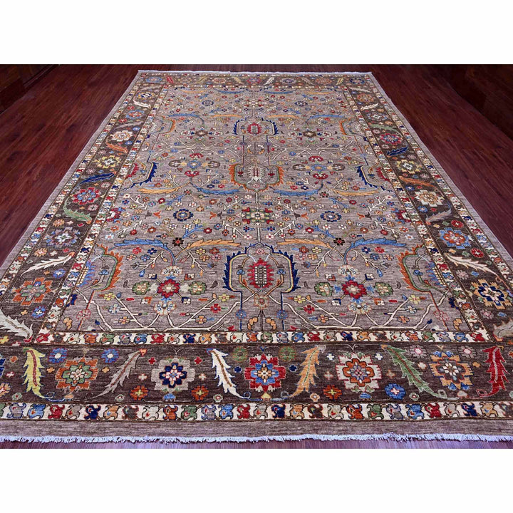 10'0" x 13'4" New Hand Knotted Grey Wool Rectangle Oriental Rug - MOA10289798