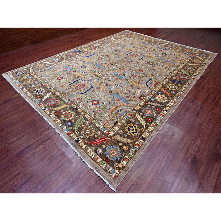 10'0" x 13'4" New Hand Knotted Grey Wool Rectangle Oriental Rug - MOA10289798