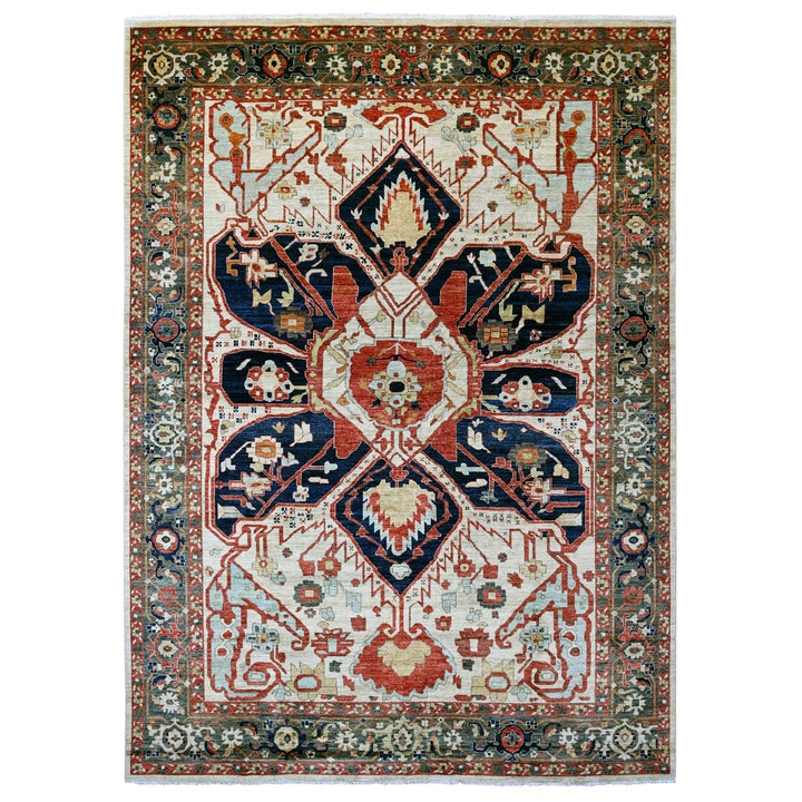 10'0" x 13'8" New Hand Knotted Ivory Wool Rectangle Oriental Rug - MOA10289799