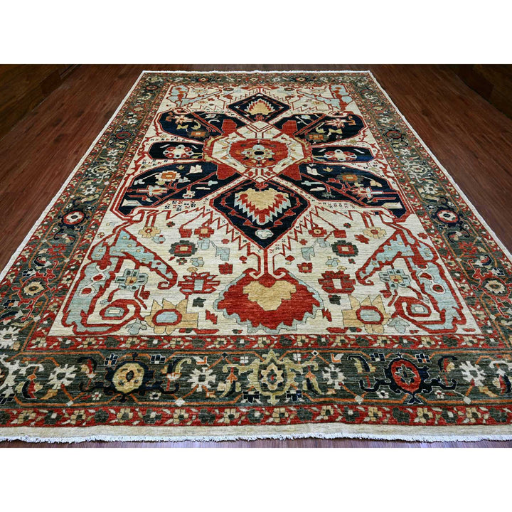 10'0" x 13'8" New Hand Knotted Ivory Wool Rectangle Oriental Rug - MOA10289799