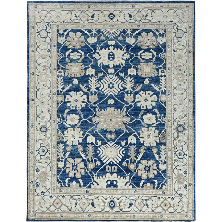 8'11" x 11'11" New Hand Knotted Blue Wool Rectangle Oriental Rug - MOA102897