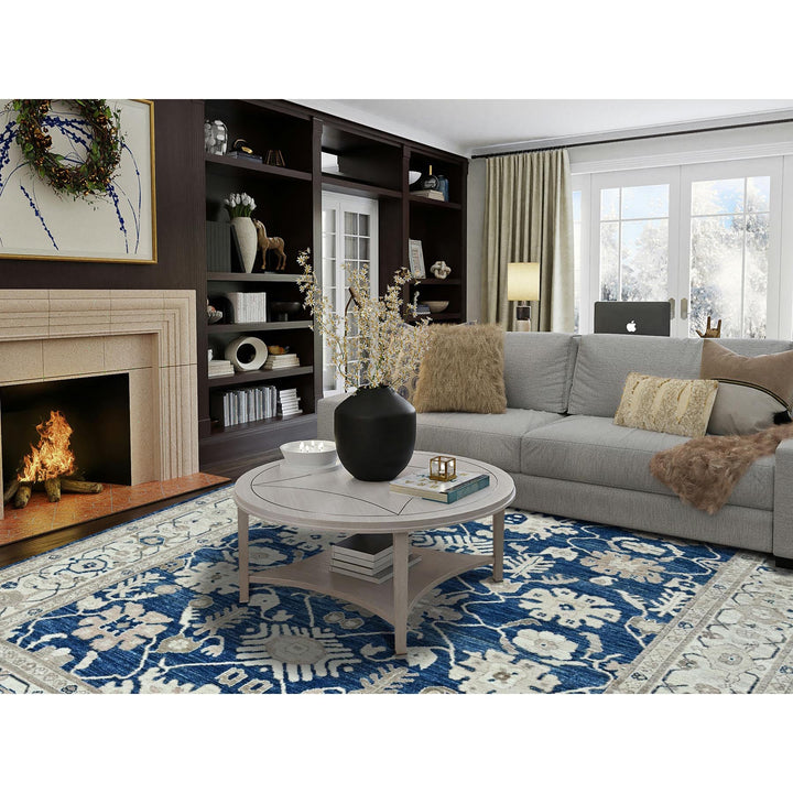 8'11" x 11'11" New Hand Knotted Blue Wool Rectangle Oriental Rug - MOA102897